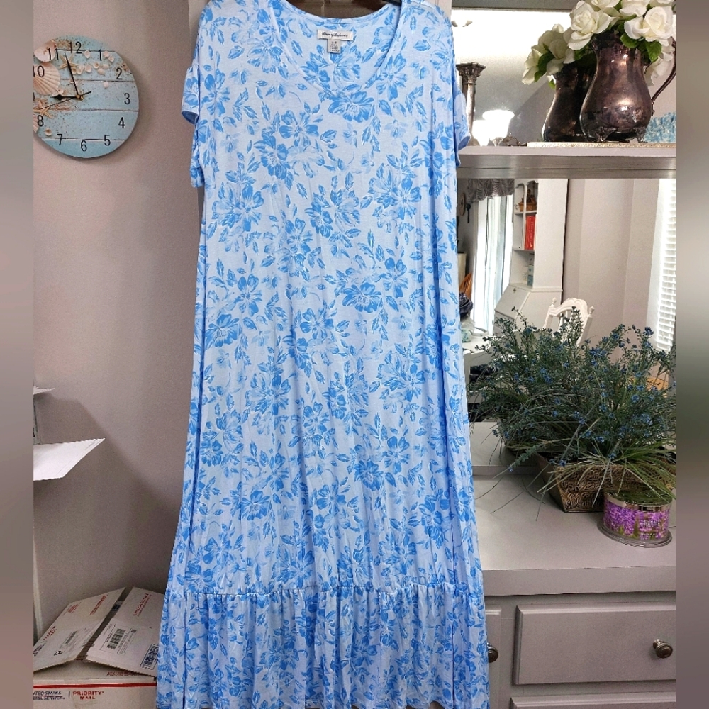 Tommy Bahama Blue Floral Nightgown L NWT
